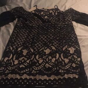 Black lace cold shoulder dress
